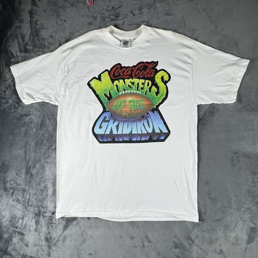 Vintage Sz XL Coca Cola Monsters Of The Gridiron Football Shirt Single Stitch